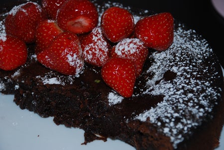 Mudcake med färska jordgubbar