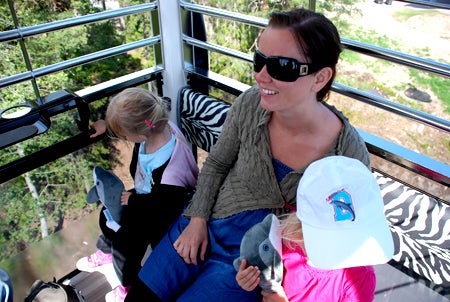 Högt över trädtopparna gick safari-linbanan. Riktigt mysig tur med massor av vilda djur att se. coolt!