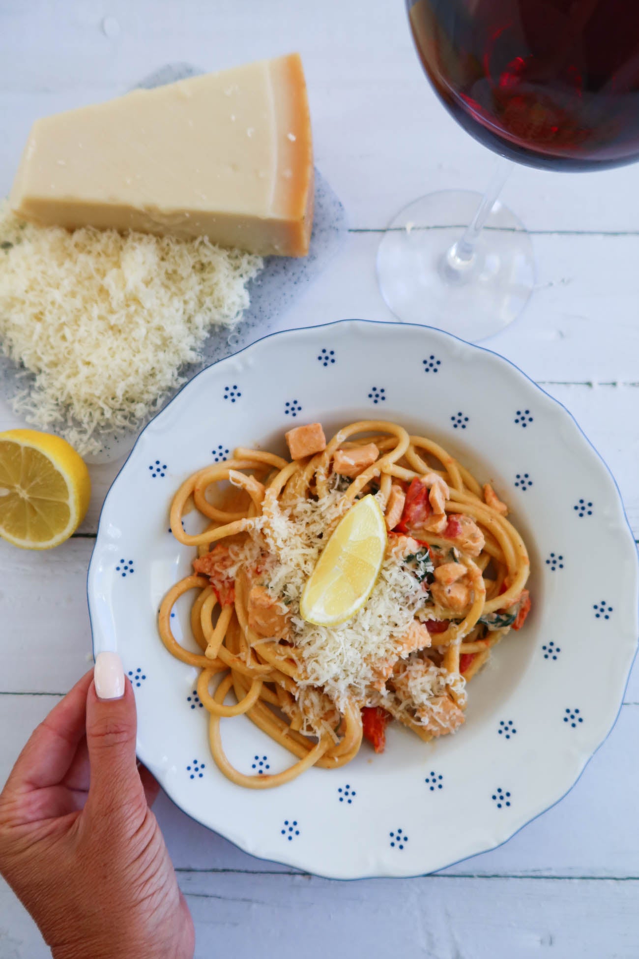 Krämig laxpasta med hummer